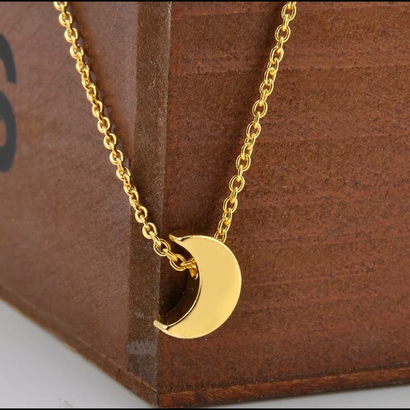 (FINAL) Silver & Gold Small Crescent Moon Necklace - Picture 5 of 7